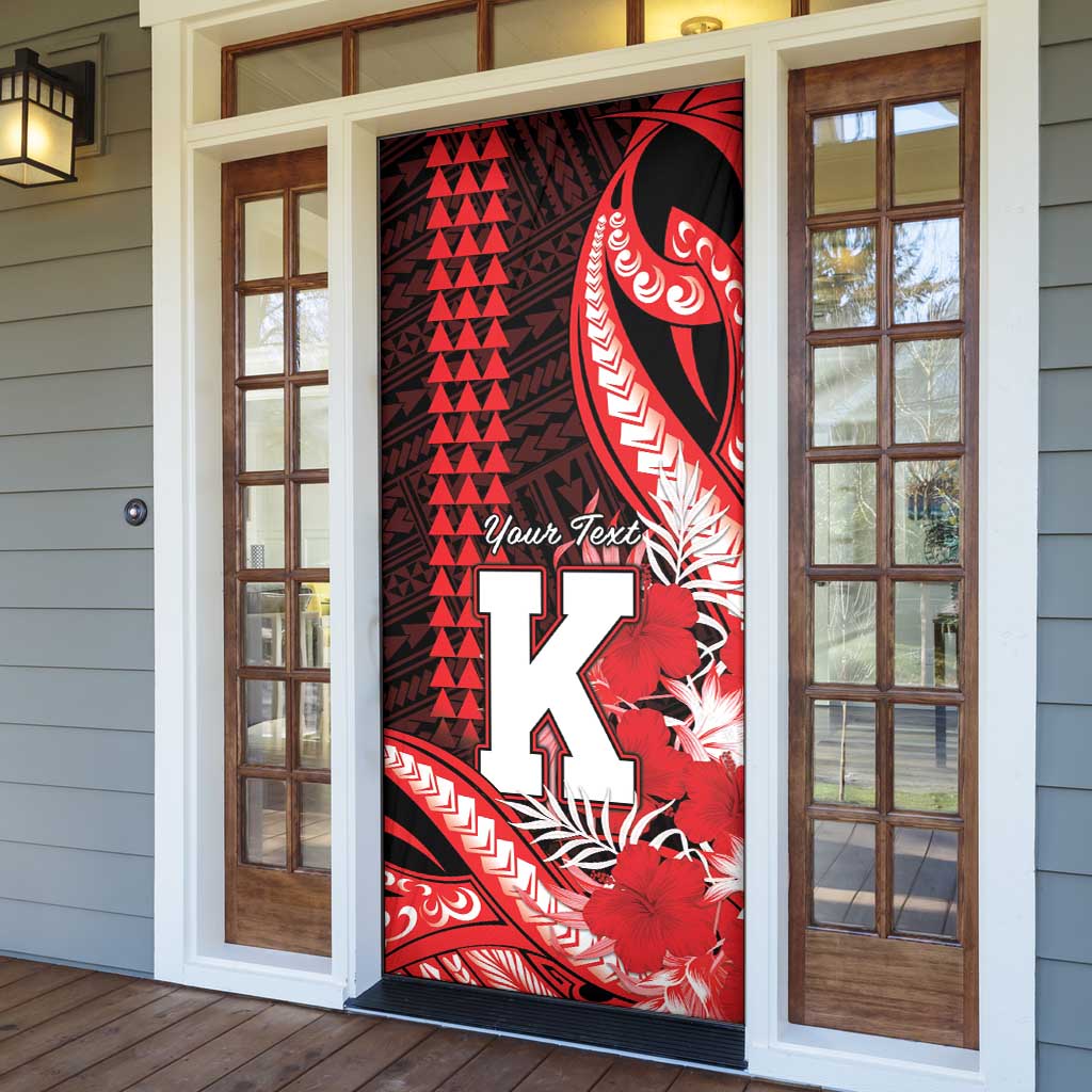 Personalised Hawaii Kalani High School Door Cover Tribal Tattoo With Hibiscus Flowers LT05 - Polynesian Pride
