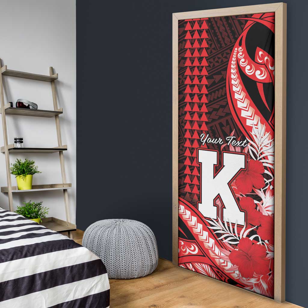 Personalised Hawaii Kalani High School Door Cover Tribal Tattoo With Hibiscus Flowers LT05 - Polynesian Pride