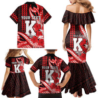 Personalised Hawaii Kalani High School Family Matching Mermaid Dress and Hawaiian Shirt Tribal Tattoo With Hibiscus Flowers LT05 - Polynesian Pride