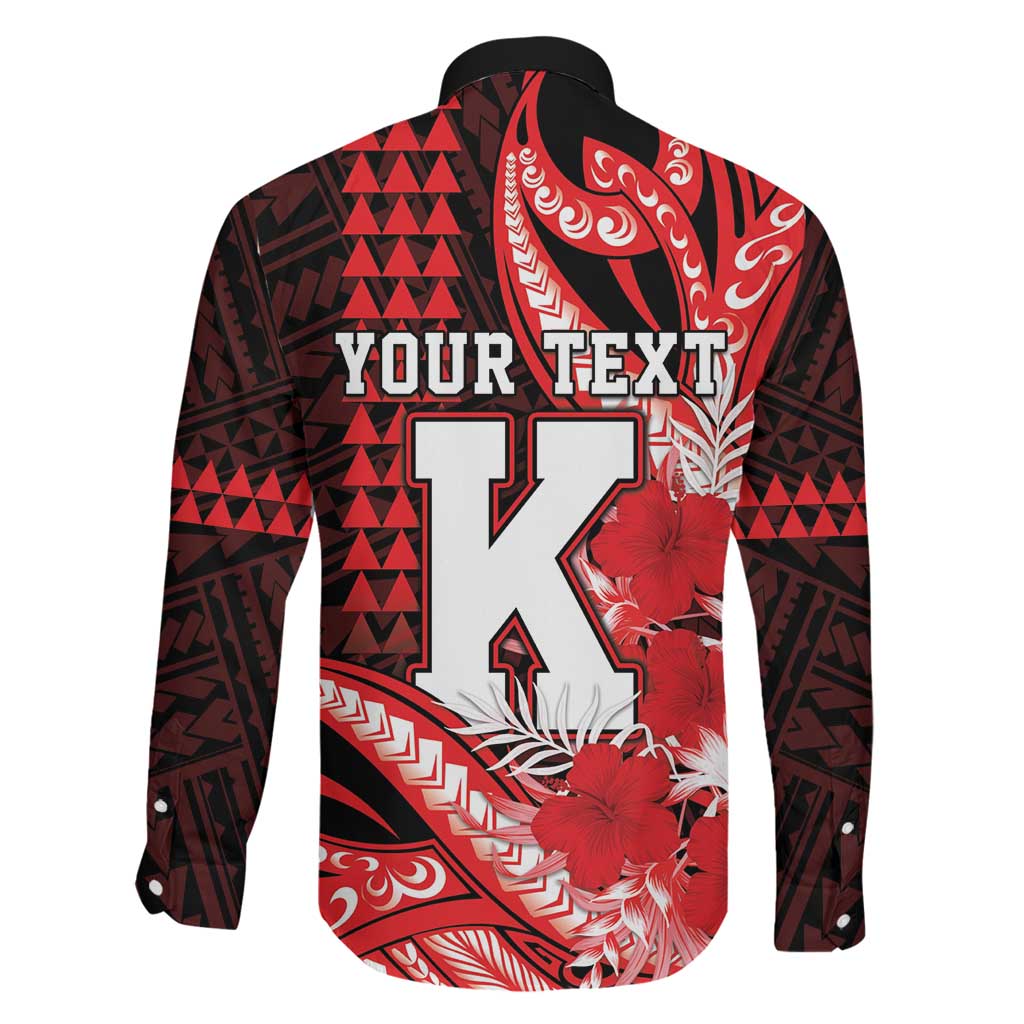 Personalised Hawaii Kalani High School Family Matching Off The Shoulder Long Sleeve Dress and Hawaiian Shirt Tribal Tattoo With Hibiscus Flowers LT05 - Polynesian Pride