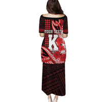 Personalised Hawaii Kalani High School Family Matching Puletasi and Hawaiian Shirt Tribal Tattoo With Hibiscus Flowers LT05 - Polynesian Pride