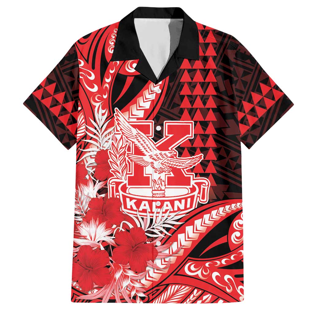 Personalised Hawaii Kalani High School Hawaiian Shirt Tribal Tattoo With Hibiscus Flowers LT05 Red - Polynesian Pride