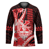 Personalised Hawaii Kalani High School Hockey Jersey Tribal Tattoo With Hibiscus Flowers LT05 Unisex Red - Polynesian Pride