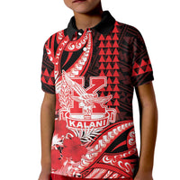 Personalised Hawaii Kalani High School Kid Polo Shirt Tribal Tattoo With Hibiscus Flowers LT05 Kid Red - Polynesian Pride