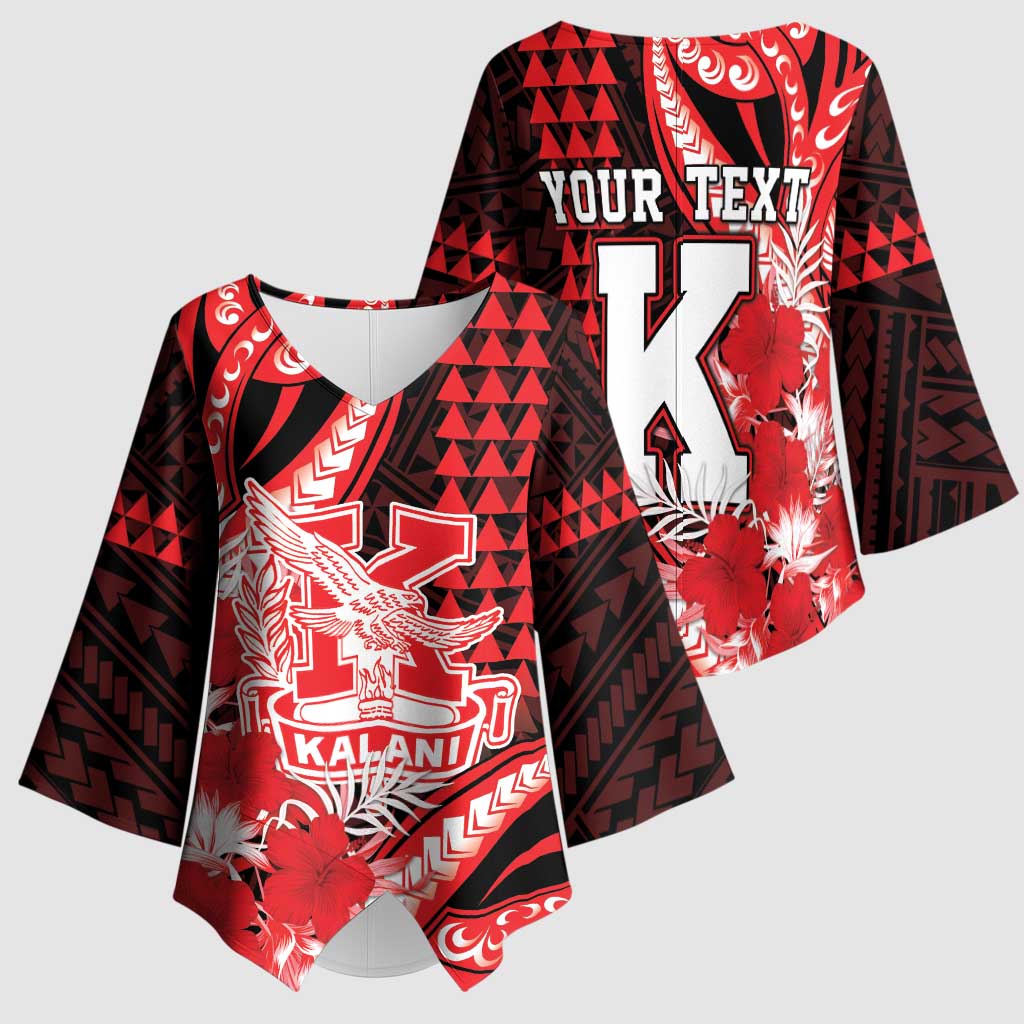 Personalised Hawaii Kalani High School Kimono Sleeve Blouse Tribal Tattoo With Hibiscus Flowers LT05 - Polynesian Pride