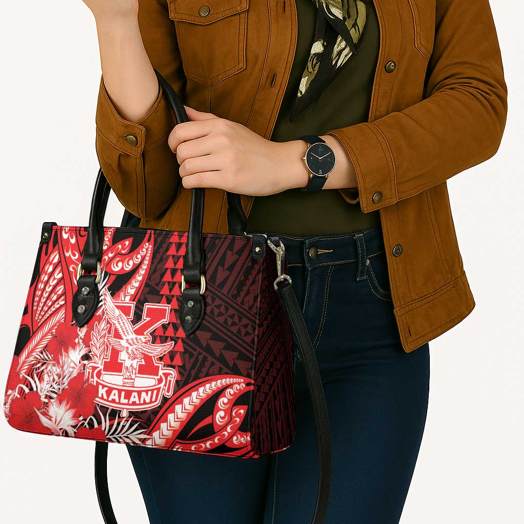 Hawaii Kalani High School Leather Bag Tribal Tattoo With Hibiscus Flowers