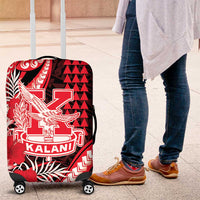 Hawaii Kalani High School Luggage Cover Tribal Tattoo With Hibiscus Flowers LT05 Red - Polynesian Pride