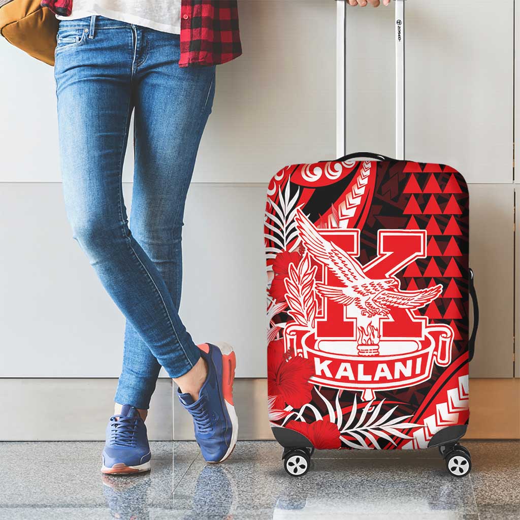 Hawaii Kalani High School Luggage Cover Tribal Tattoo With Hibiscus Flowers LT05 - Polynesian Pride