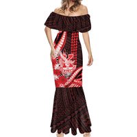 Personalised Hawaii Kalani High School Mermaid Dress Tribal Tattoo With Hibiscus Flowers LT05 - Polynesian Pride