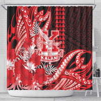 Hawaii Kalani High School Shower Curtain Tribal Tattoo With Hibiscus Flowers LT05 - Polynesian Pride