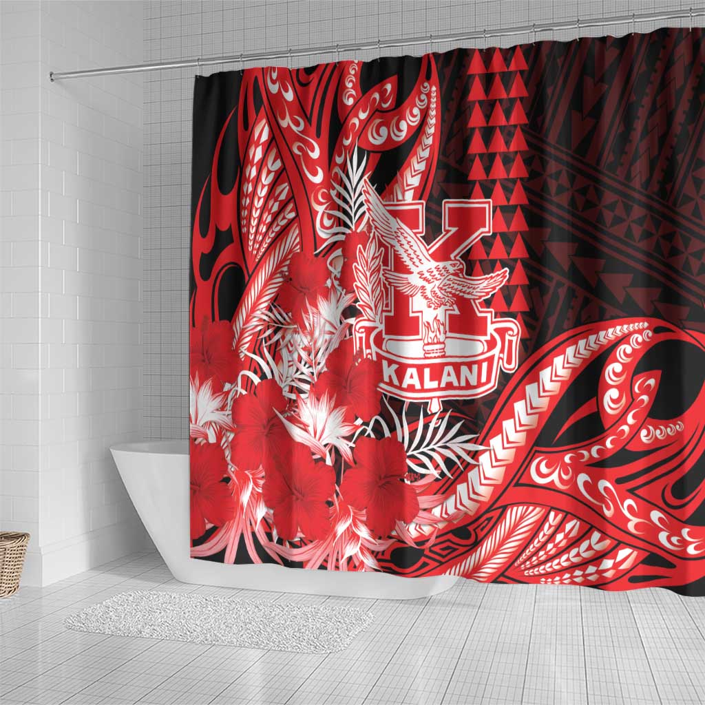 Hawaii Kalani High School Shower Curtain Tribal Tattoo With Hibiscus Flowers LT05 - Polynesian Pride