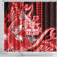 Hawaii Kalani High School Shower Curtain Tribal Tattoo With Hibiscus Flowers LT05 - Polynesian Pride