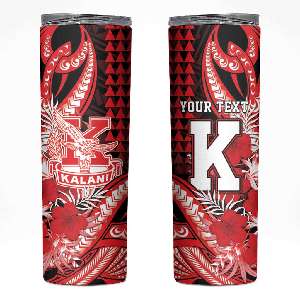 Personalised Hawaii Kalani High School Skinny Tumbler Tribal Tattoo With Hibiscus Flowers
