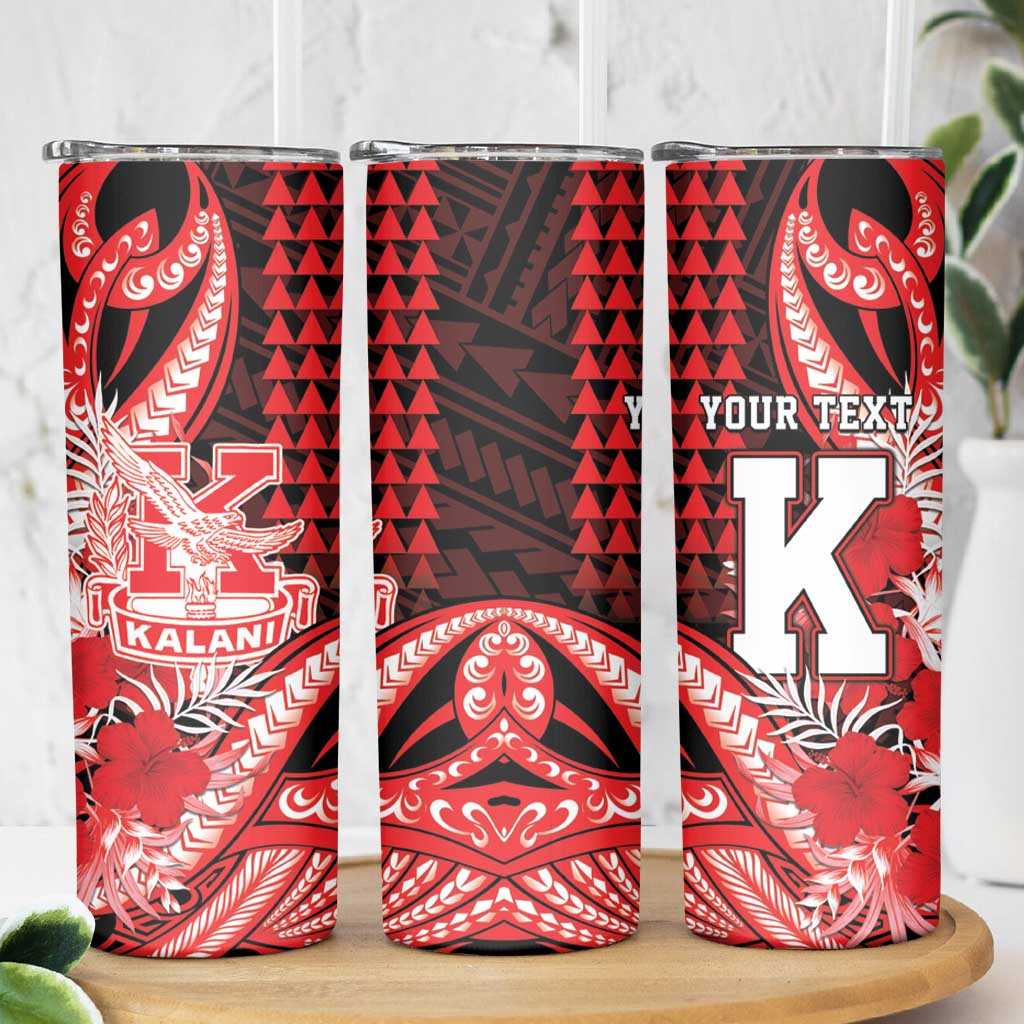 Personalised Hawaii Kalani High School Skinny Tumbler Tribal Tattoo With Hibiscus Flowers LT05 - Polynesian Pride