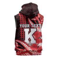 Personalised Hawaii Kalani High School Sleeveless Hoodie Tribal Tattoo With Hibiscus Flowers LT05 - Polynesian Pride