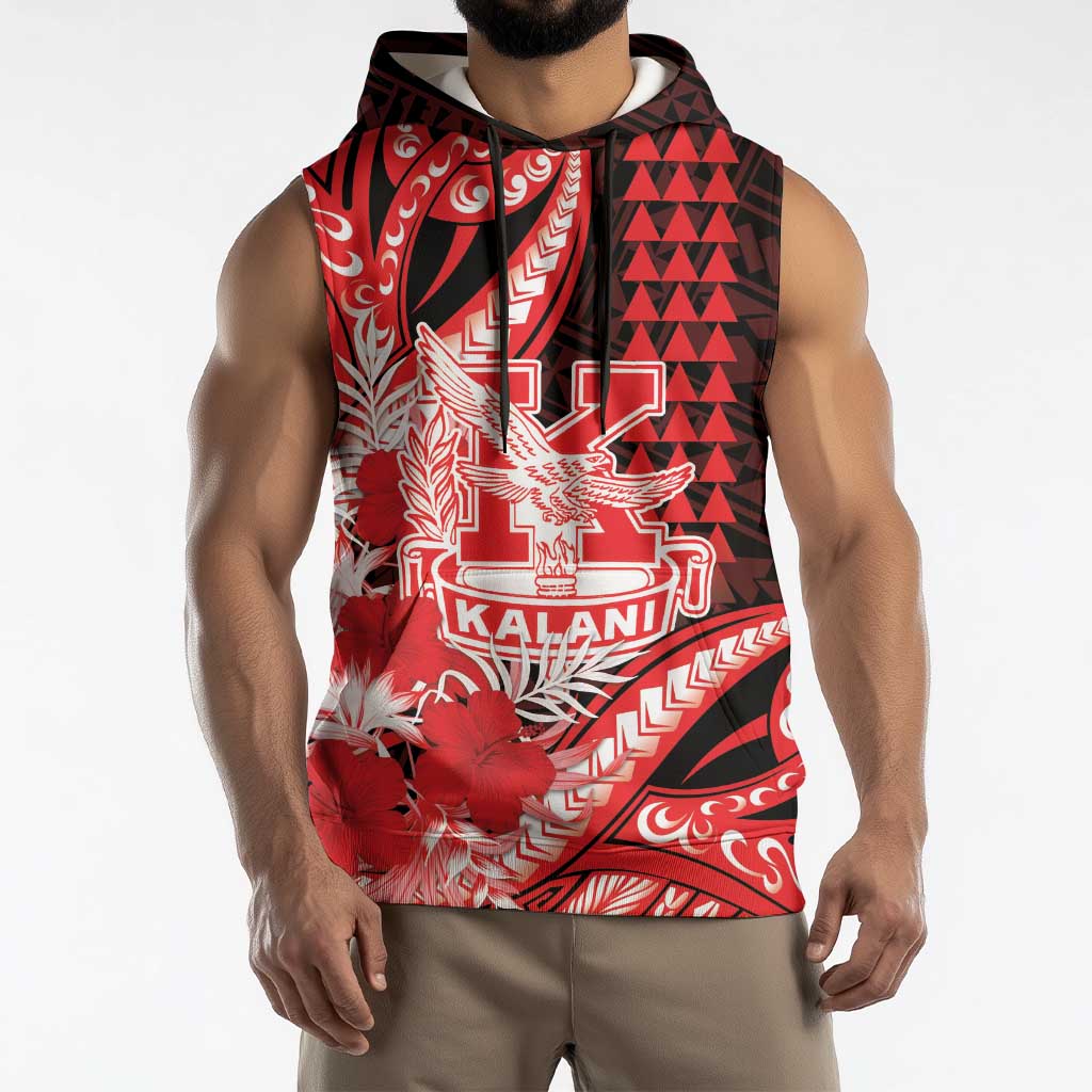 Personalised Hawaii Kalani High School Sleeveless Hoodie Tribal Tattoo With Hibiscus Flowers LT05 - Polynesian Pride