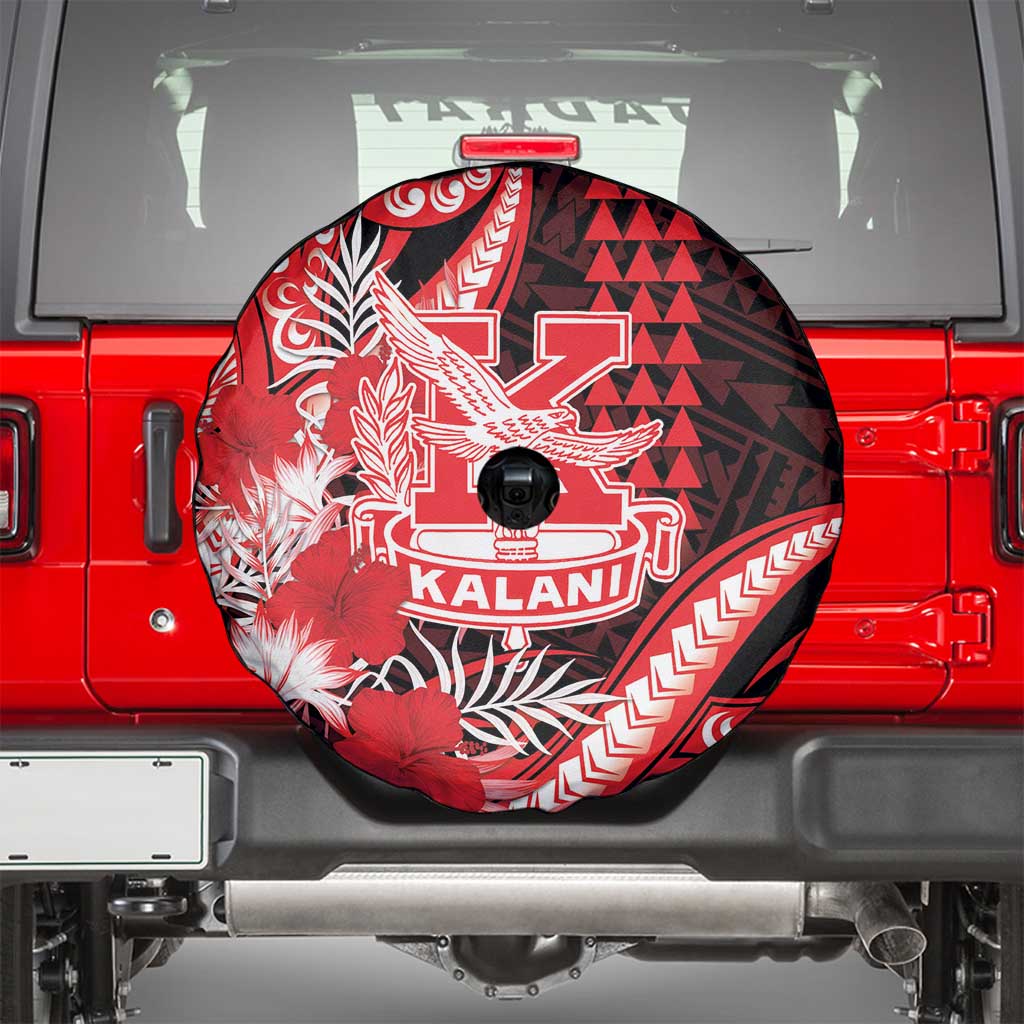 Hawaii Kalani High School Spare Tire Cover Tribal Tattoo With Hibiscus Flowers LT05 - Polynesian Pride