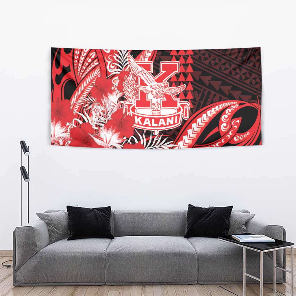 Hawaii Kalani High School Tapestry Tribal Tattoo With Hibiscus Flowers