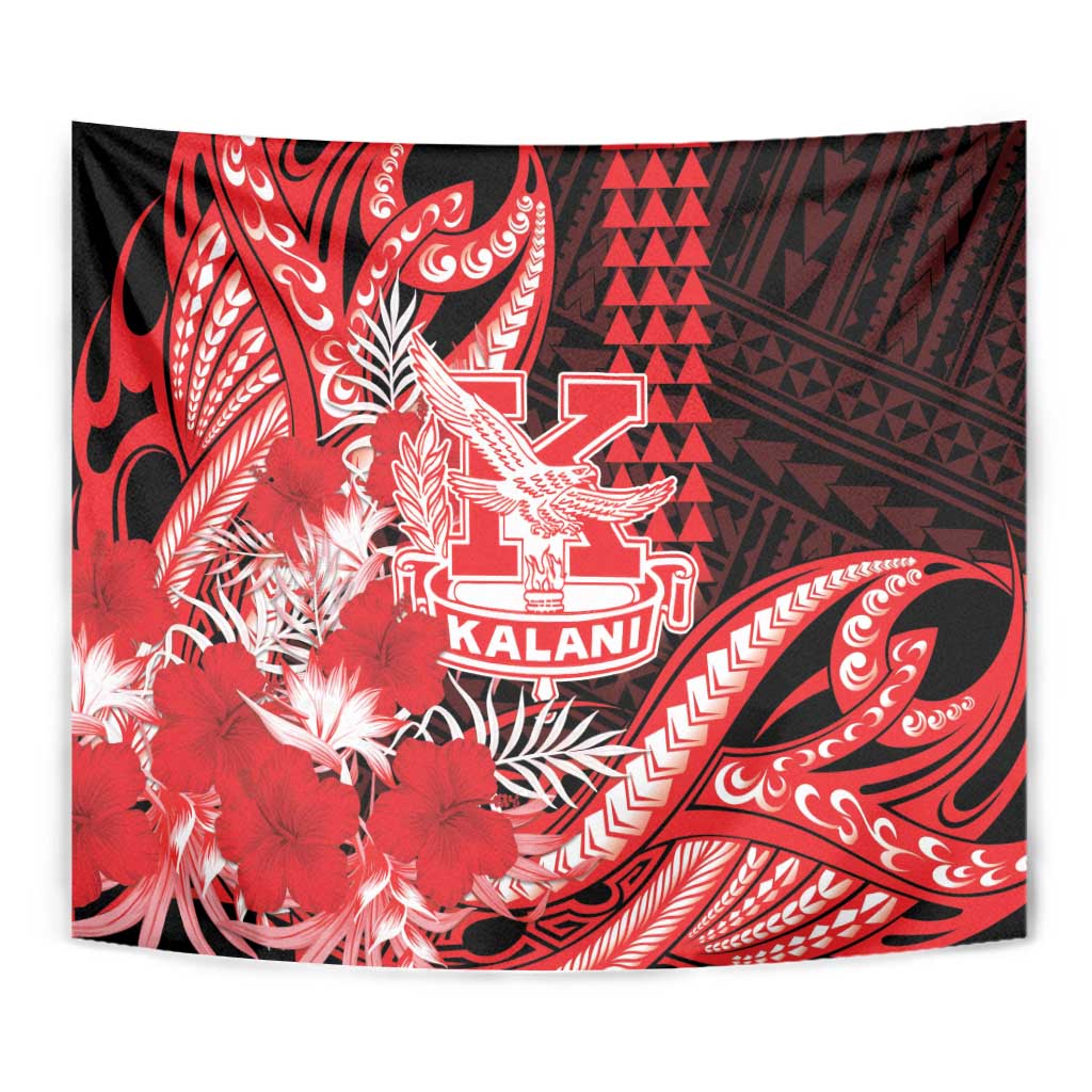 Hawaii Kalani High School Tapestry Tribal Tattoo With Hibiscus Flowers