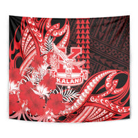 Hawaii Kalani High School Tapestry Tribal Tattoo With Hibiscus Flowers