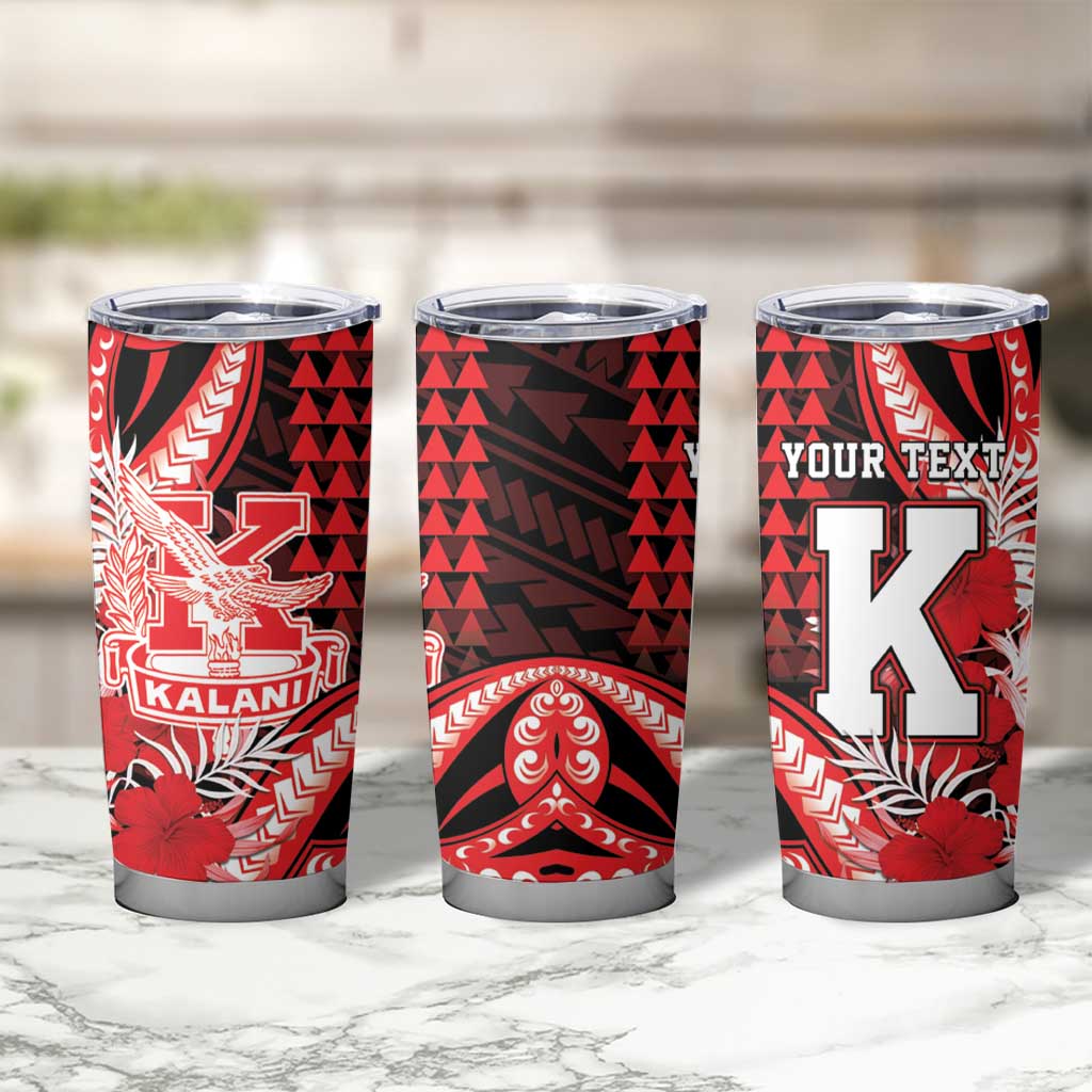 Personalised Hawaii Kalani High School Tumbler Cup Tribal Tattoo With Hibiscus Flowers LT05 - Polynesian Pride