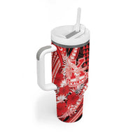 Personalised Hawaii Kalani High School Tumbler With Handle Tribal Tattoo With Hibiscus Flowers LT05 - Polynesian Pride