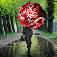 Hawaii Kalani High School Umbrella Tribal Tattoo With Hibiscus Flowers