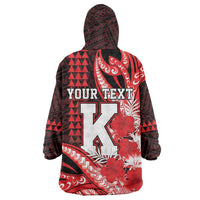Personalised Hawaii Kalani High School Wearable Blanket Hoodie Tribal Tattoo With Hibiscus Flowers LT05 - Polynesian Pride