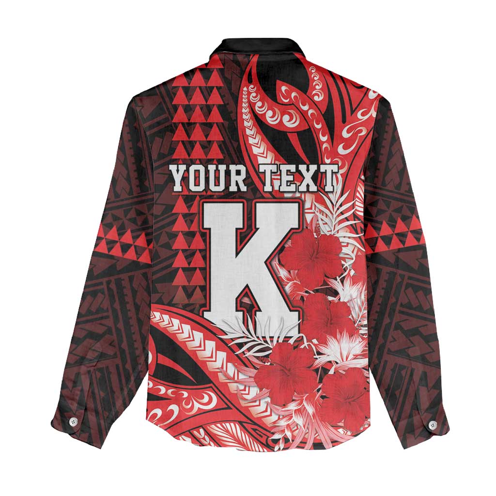 Personalised Hawaii Kalani High School Women Casual Shirt Tribal Tattoo With Hibiscus Flowers LT05 - Polynesian Pride