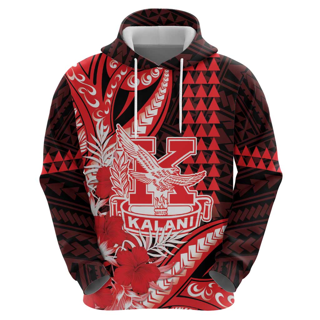 Personalised Hawaii Kalani High School Zip Hoodie Tribal Tattoo With Hibiscus Flowers LT05 - Polynesian Pride