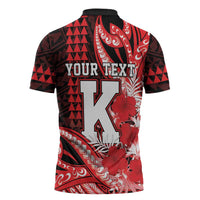 Personalised Hawaii Kalani High School Zipper Polo Shirt Tribal Tattoo With Hibiscus Flowers LT05 - Polynesian Pride