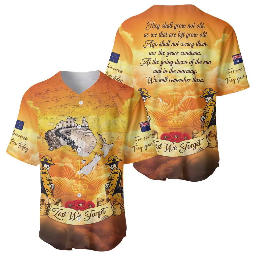 New Zealand And Australia ANZAC Day Baseball Jersey Sinai Palestine Campaign Lest We Forget LT05 - Polynesian Pride