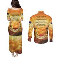 New Zealand And Australia ANZAC Day Couples Matching Puletasi and Long Sleeve Button Shirt Sinai Palestine Campaign Lest We Forget LT05 - Polynesian Pride