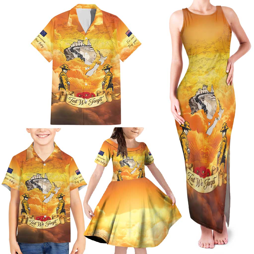 New Zealand And Australia ANZAC Day Family Matching Tank Maxi Dress and Hawaiian Shirt Sinai Palestine Campaign Lest We Forget LT05 - Polynesian Pride