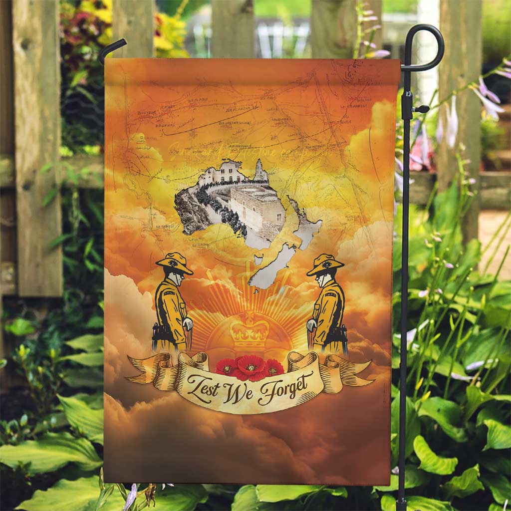 New Zealand And Australia ANZAC Day Garden Flag Sinai Palestine Campaign Lest We Forget LT05 Garden Flag Orange - Polynesian Pride
