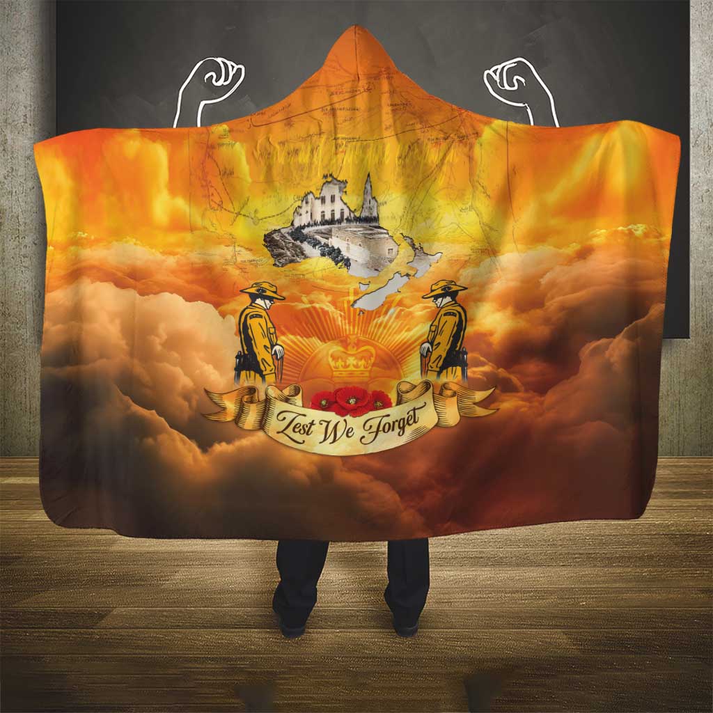 New Zealand And Australia ANZAC Day Hooded Blanket Sinai Palestine Campaign Lest We Forget LT05 - Polynesian Pride
