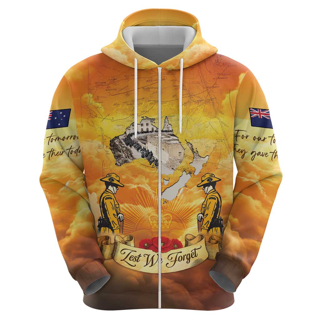 New Zealand And Australia ANZAC Day Hoodie Sinai Palestine Campaign Lest We Forget LT05 - Polynesian Pride