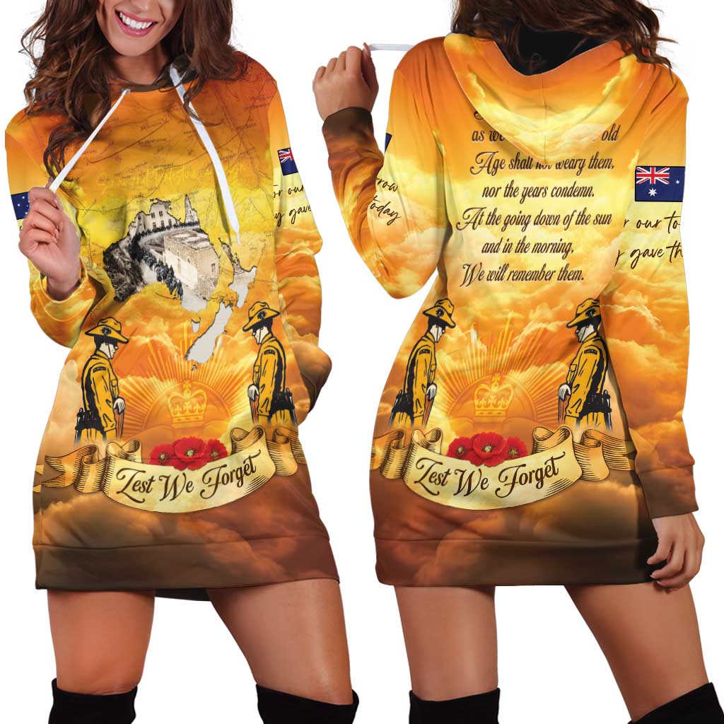 New Zealand And Australia ANZAC Day Hoodie Dress Sinai Palestine Campaign Lest We Forget LT05 - Polynesian Pride