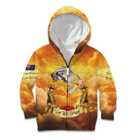 New Zealand And Australia ANZAC Day Kid Hoodie Sinai Palestine Campaign Lest We Forget LT05 Zip Hoodie Orange - Polynesian Pride