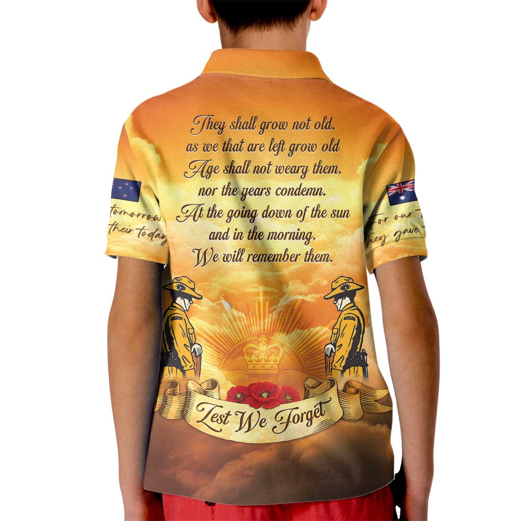 New Zealand And Australia ANZAC Day Kid Polo Shirt Sinai Palestine Campaign Lest We Forget LT05 - Polynesian Pride