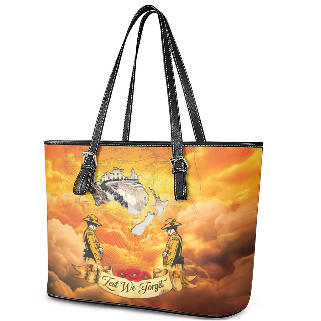 New Zealand And Australia ANZAC Day Leather Tote Bag Sinai Palestine Campaign Lest We Forget LT05 - Polynesian Pride