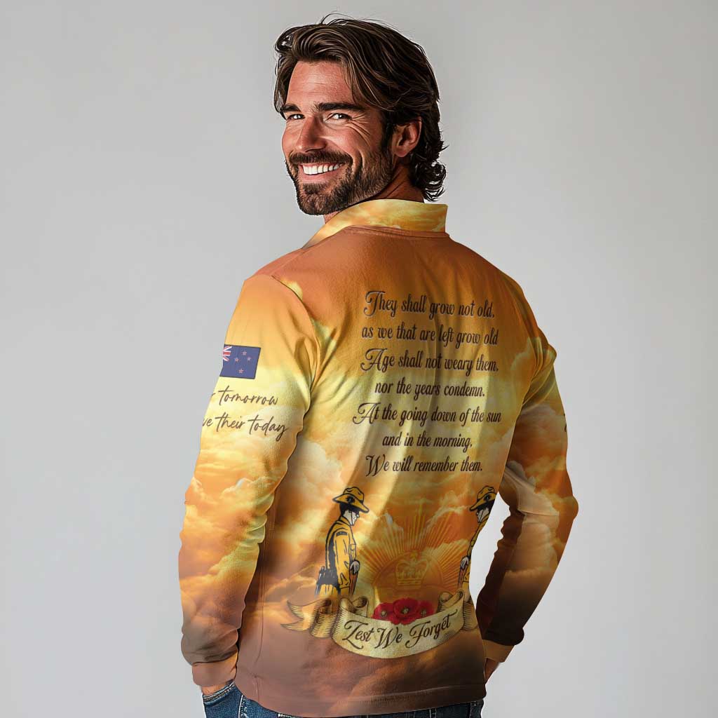 New Zealand And Australia ANZAC Day Long Sleeve Polo Shirt Sinai Palestine Campaign Lest We Forget LT05 - Polynesian Pride