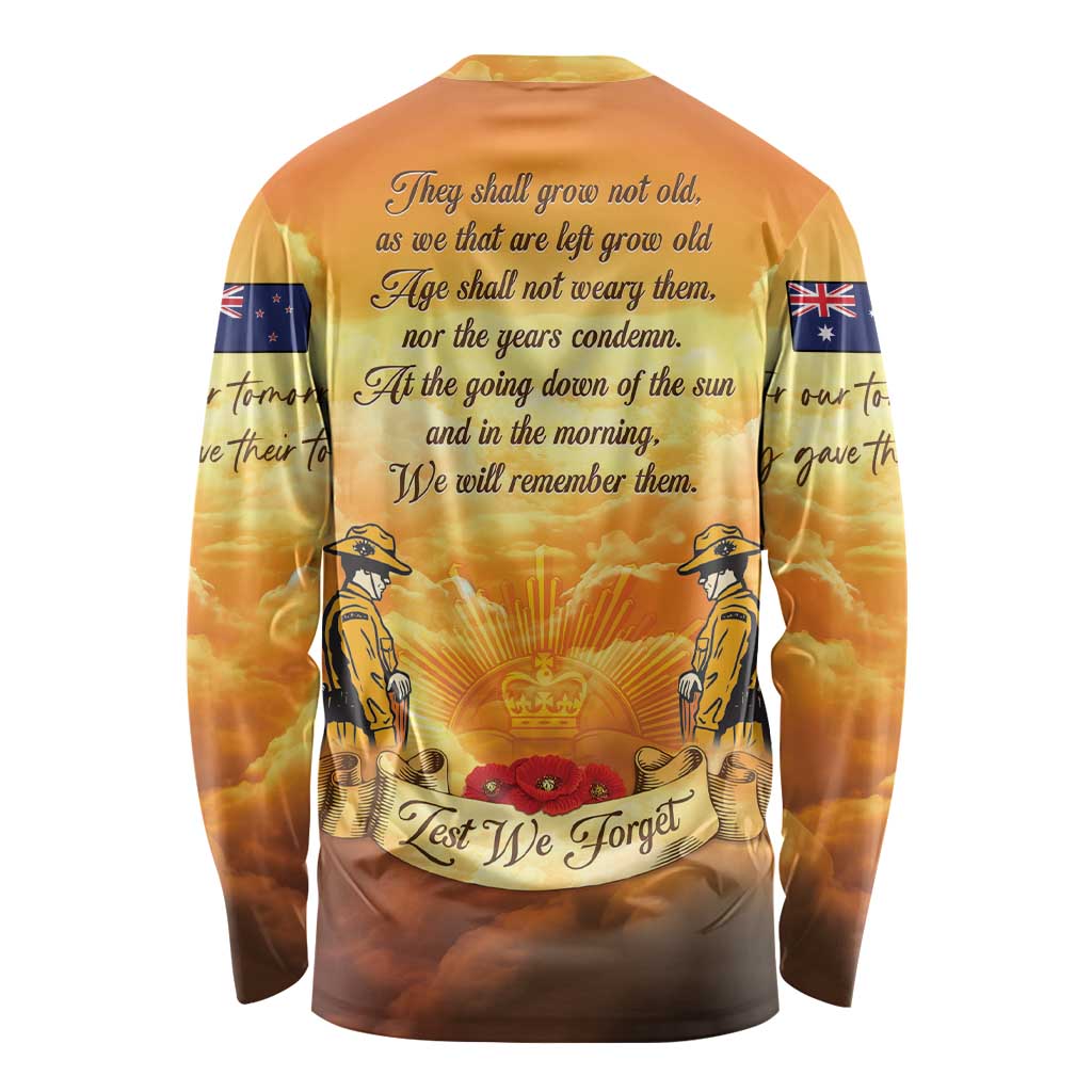 New Zealand And Australia ANZAC Day Long Sleeve Shirt Sinai Palestine Campaign Lest We Forget LT05 - Polynesian Pride