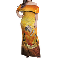New Zealand And Australia ANZAC Day Off Shoulder Maxi Dress Sinai Palestine Campaign Lest We Forget LT05 Women Orange - Polynesian Pride