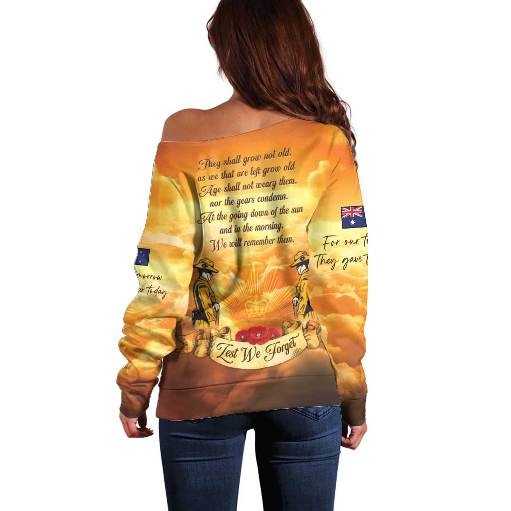 New Zealand And Australia ANZAC Day Off Shoulder Sweater Sinai Palestine Campaign Lest We Forget LT05 - Polynesian Pride