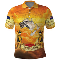 New Zealand And Australia ANZAC Day Polo Shirt Sinai Palestine Campaign Lest We Forget LT05 Orange - Polynesian Pride