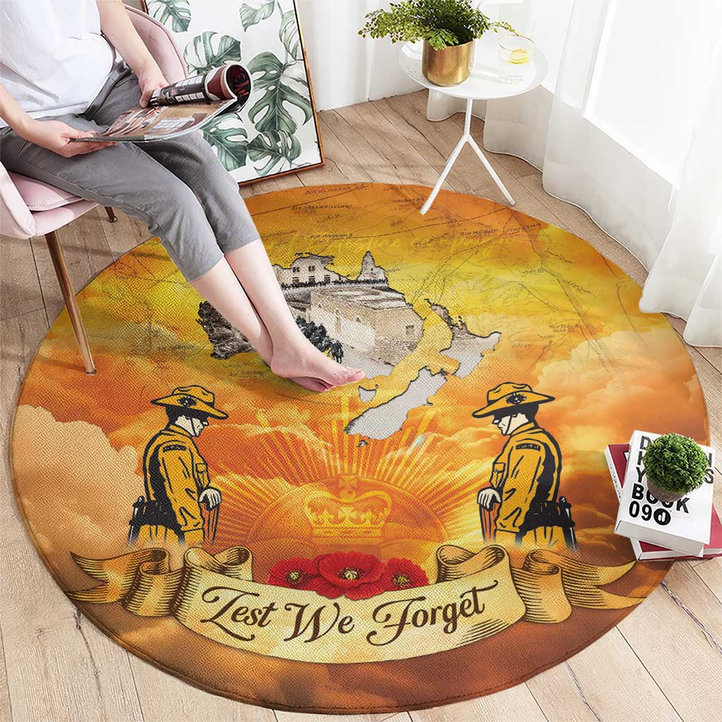 New Zealand And Australia ANZAC Day Round Carpet Sinai Palestine Campaign Lest We Forget LT05 - Polynesian Pride