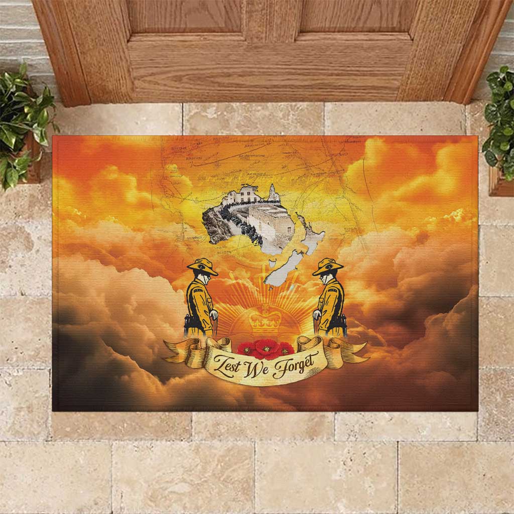 New Zealand And Australia ANZAC Day Rubber Doormat Sinai Palestine Campaign Lest We Forget LT05 Orange - Polynesian Pride