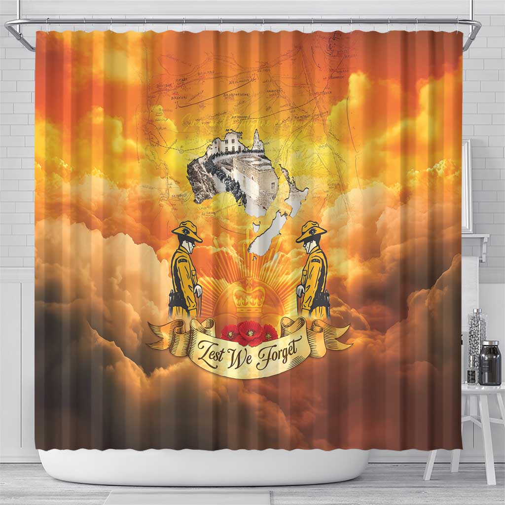 New Zealand And Australia ANZAC Day Shower Curtain Sinai Palestine Campaign Lest We Forget LT05 - Polynesian Pride