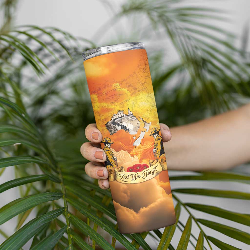 New Zealand And Australia ANZAC Day Skinny Tumbler Sinai Palestine Campaign Lest We Forget LT05 - Polynesian Pride